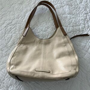 Lucky Brand Cream and Brown Shoulder Bag with Hobo Shape